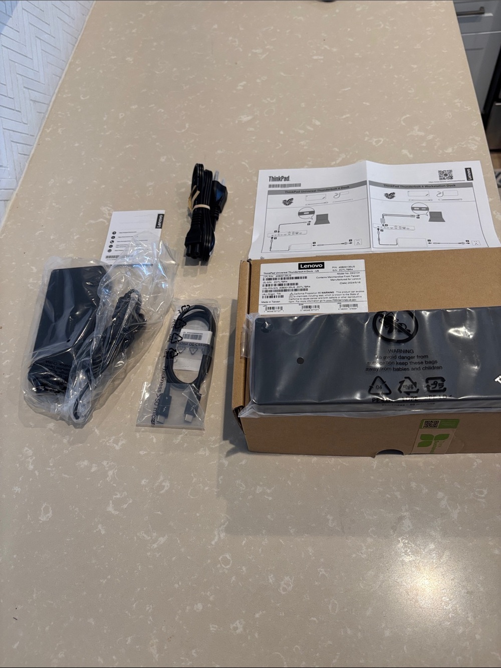 Lenovo Black Docking Station Kit with Power Adapter and Cables
